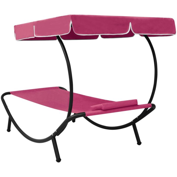 Solsäng med tak & kudde rosa vidaXL 200 x 90 x 112 cm – bild 4
