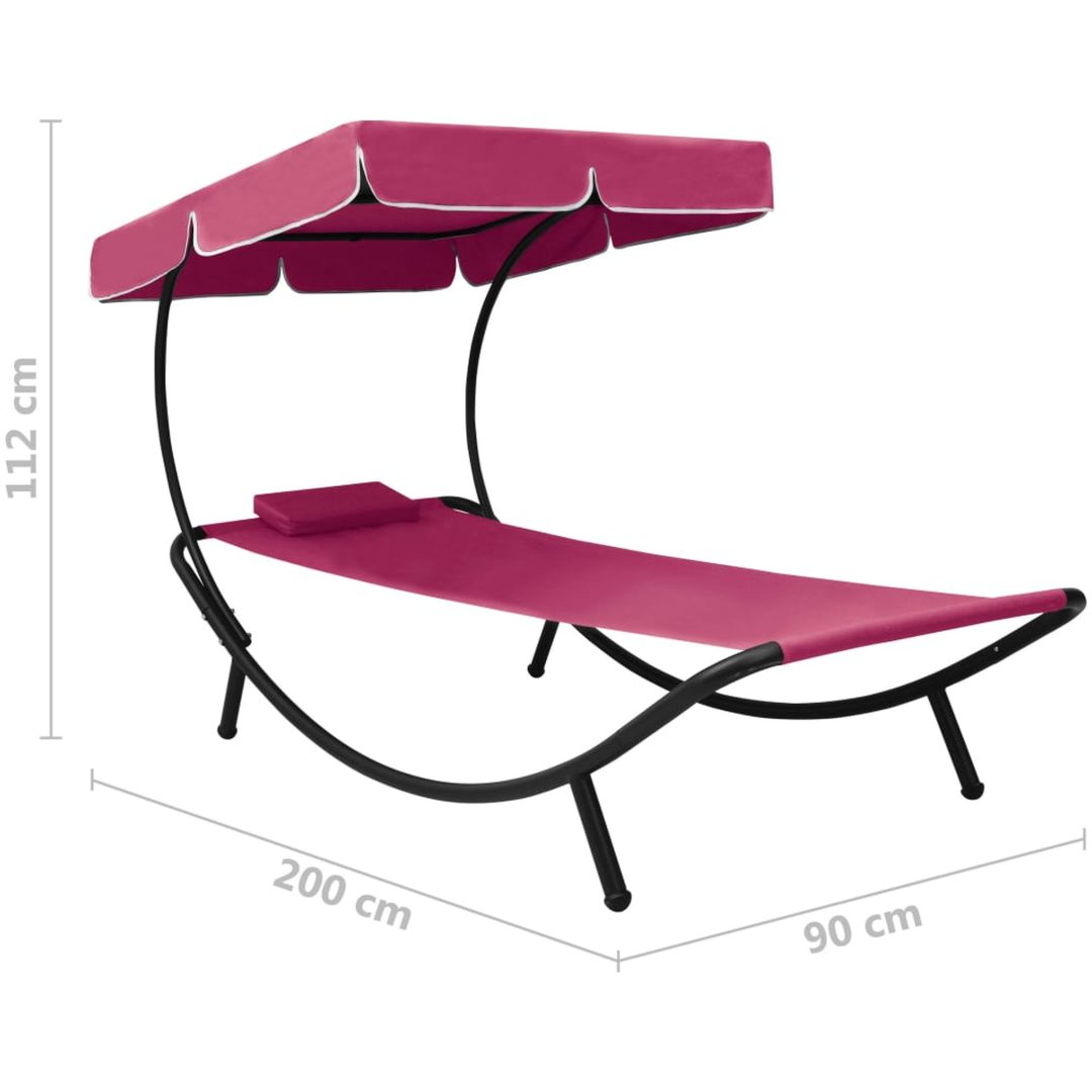 Solsäng med tak & kudde rosa vidaXL 200 x 90 x 112 cm – bild 7