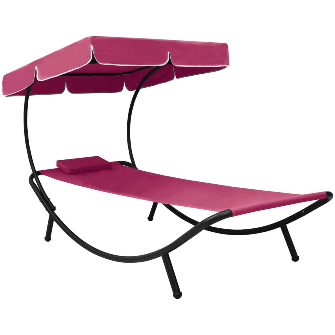 Solsäng med tak & kudde rosa vidaXL 200 x 90 x 112 cm