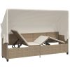 Solsäng med tak och dynor beige konstrotting vidaXL – miniatyr 5