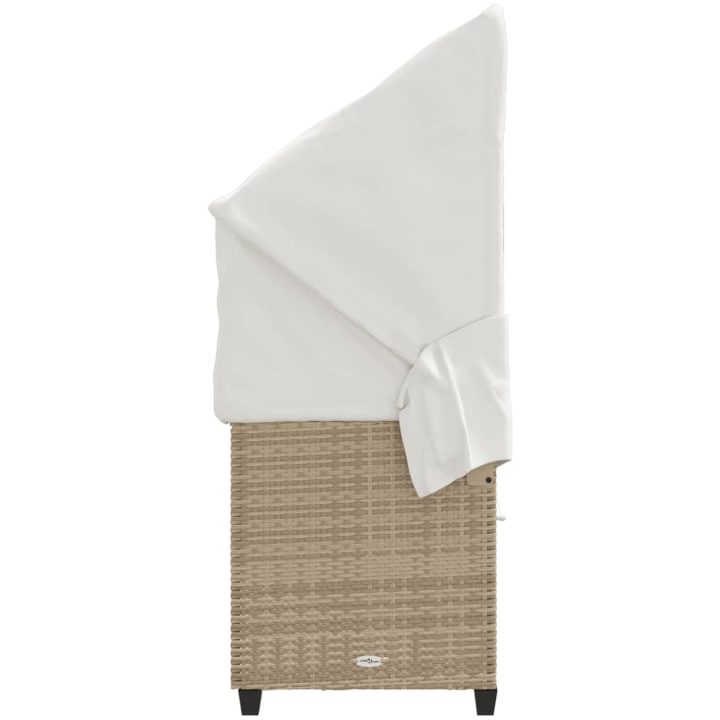 Solsäng med tak och dynor beige konstrotting vidaXL – bild 7