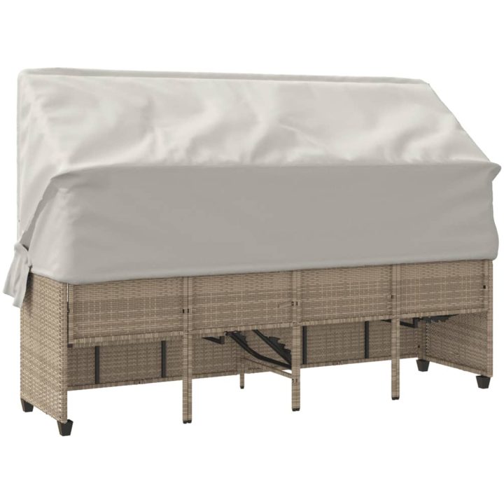 Solsäng med tak och dynor beige konstrotting vidaXL – bild 8
