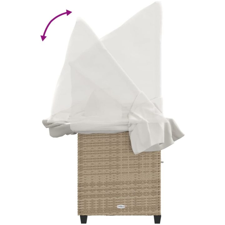 Solsäng med tak och dynor beige konstrotting vidaXL – bild 9