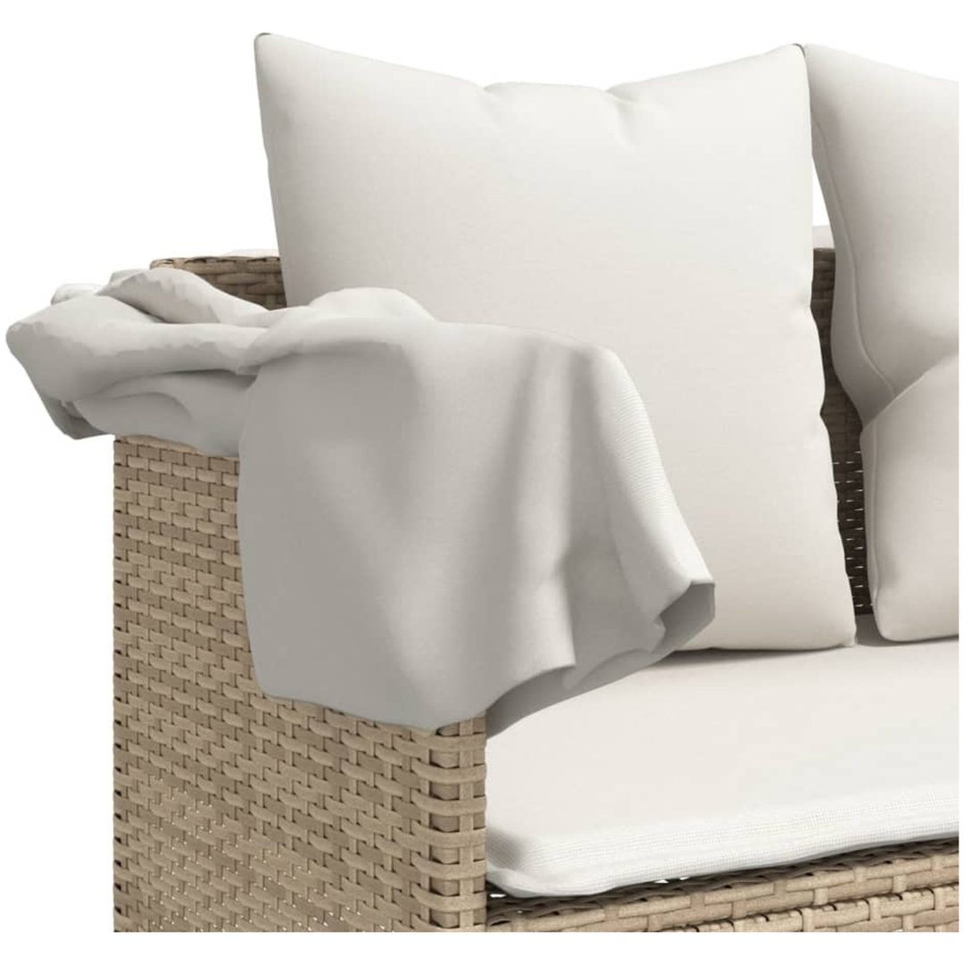 Solsäng med tak och dynor beige konstrotting vidaXL – bild 10