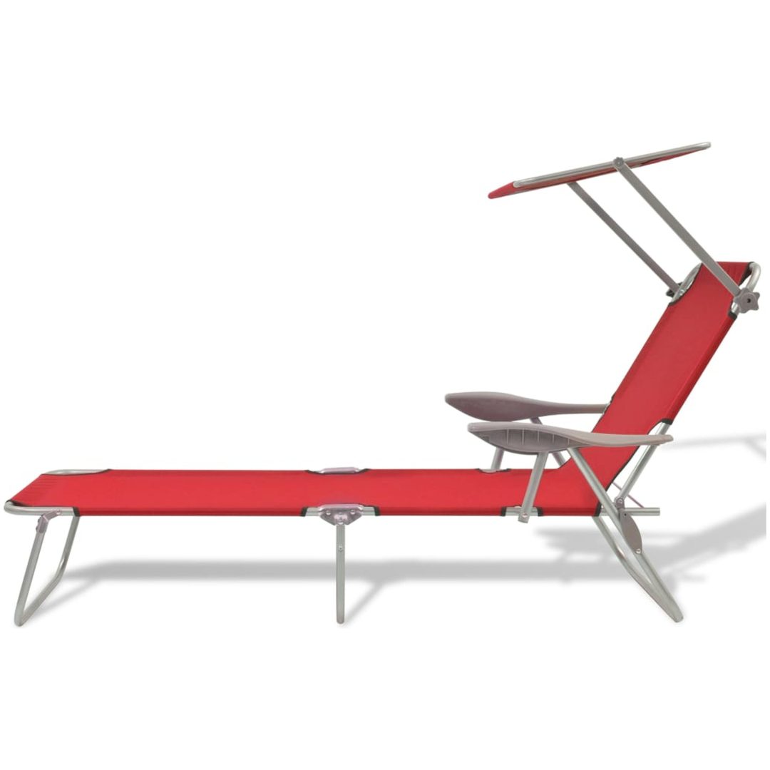 Solsäng med tak stål röd vidaXL – bild 2