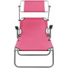 Solsäng med tak stål rosa vidaXL – miniatyr 2
