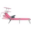 Solsäng med tak stål rosa vidaXL – miniatyr 4