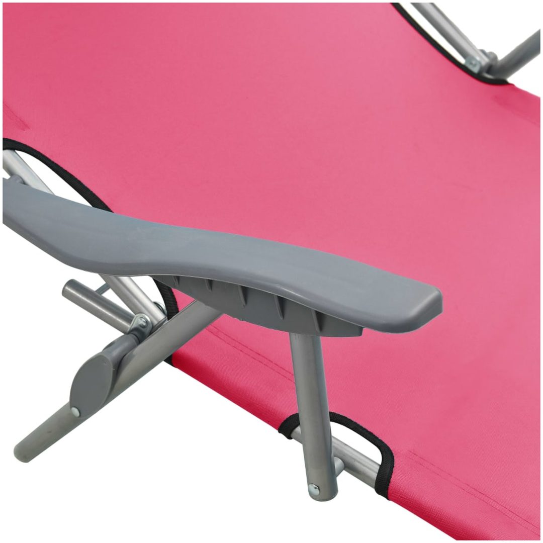 Solsäng med tak stål rosa vidaXL – bild 5