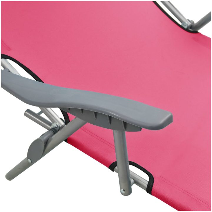 Solsäng med tak stål rosa vidaXL – bild 5