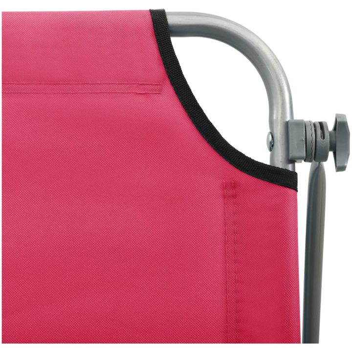 Solsäng med tak stål rosa vidaXL – bild 6