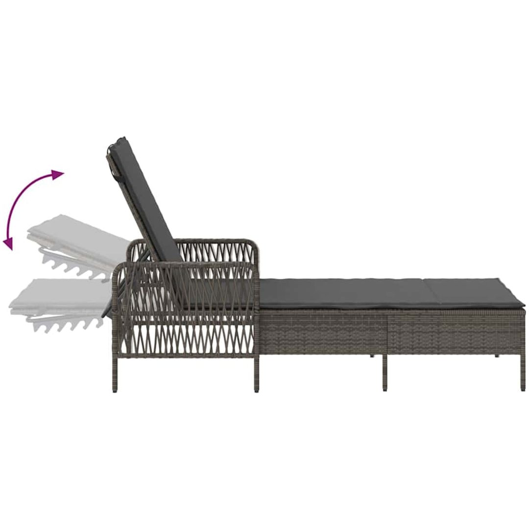 Solsäng Set 3 delar Grå och mörkgrå PE Rattan UV-säkra material vidaXL 35 x 35 x 32cm – bild 11
