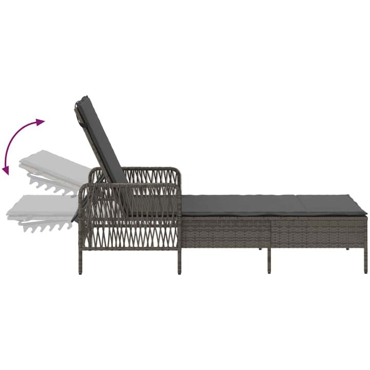 Solsäng Set 3 delar Grå och mörkgrå PE Rattan UV-säkra material vidaXL 35 x 35 x 32cm – bild 11
