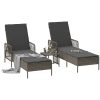 Solsäng Set 3 delar Grå och mörkgrå PE Rattan UV-säkra material vidaXL 35 x 35 x 32cm – miniatyr 3