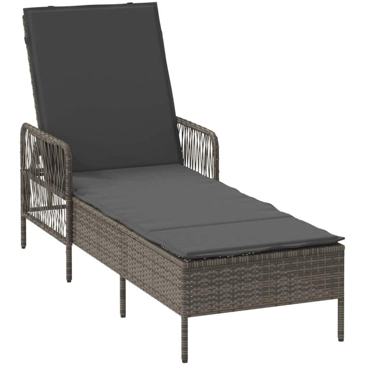 Solsäng Set 3 delar Grå och mörkgrå PE Rattan UV-säkra material vidaXL 35 x 35 x 32cm – bild 5