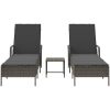 Solsäng Set 3 delar Grå och mörkgrå PE Rattan UV-säkra material vidaXL 35 x 35 x 32cm – miniatyr 7