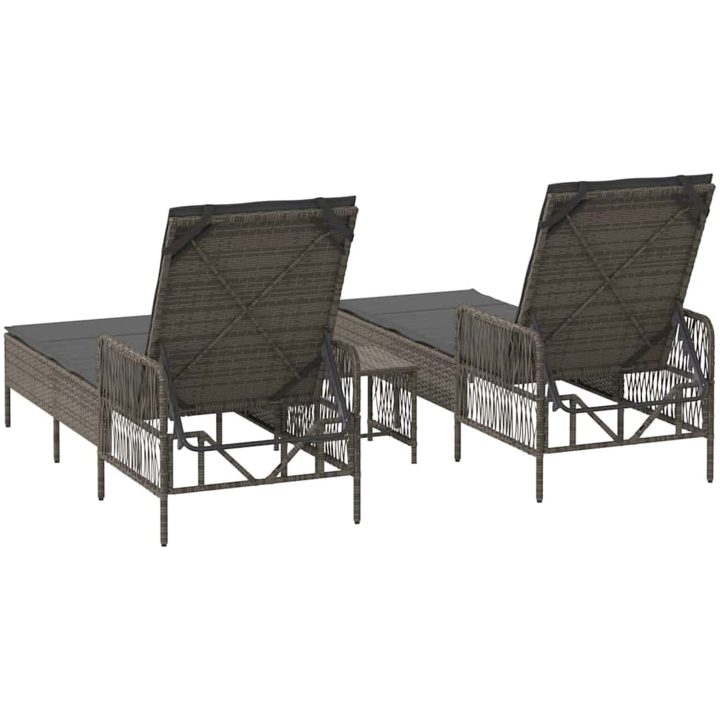 Solsäng Set 3 delar Grå och mörkgrå PE Rattan UV-säkra material vidaXL 35 x 35 x 32cm – bild 8