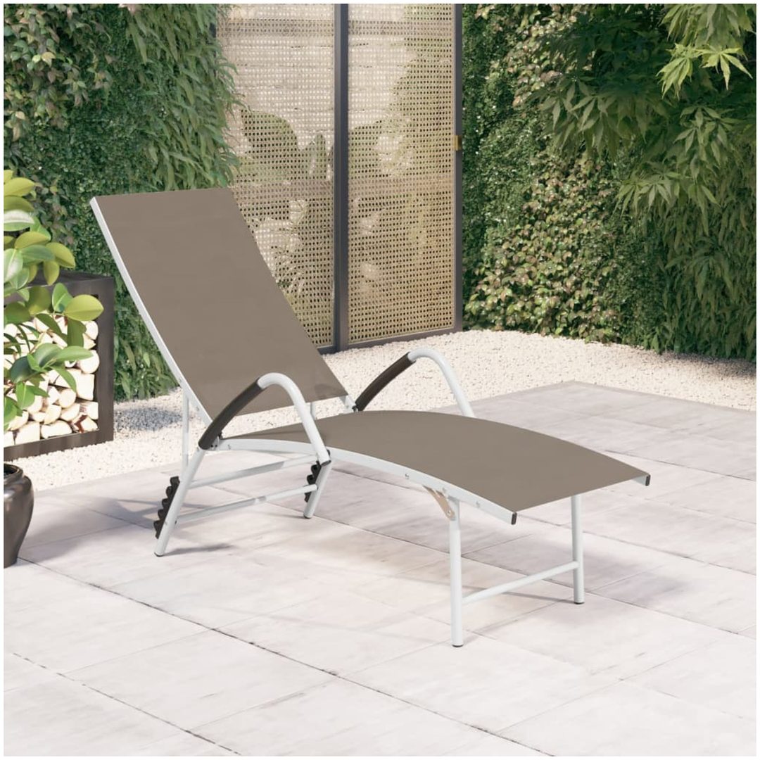 Solsäng textilen och aluminium taupe vidaXL