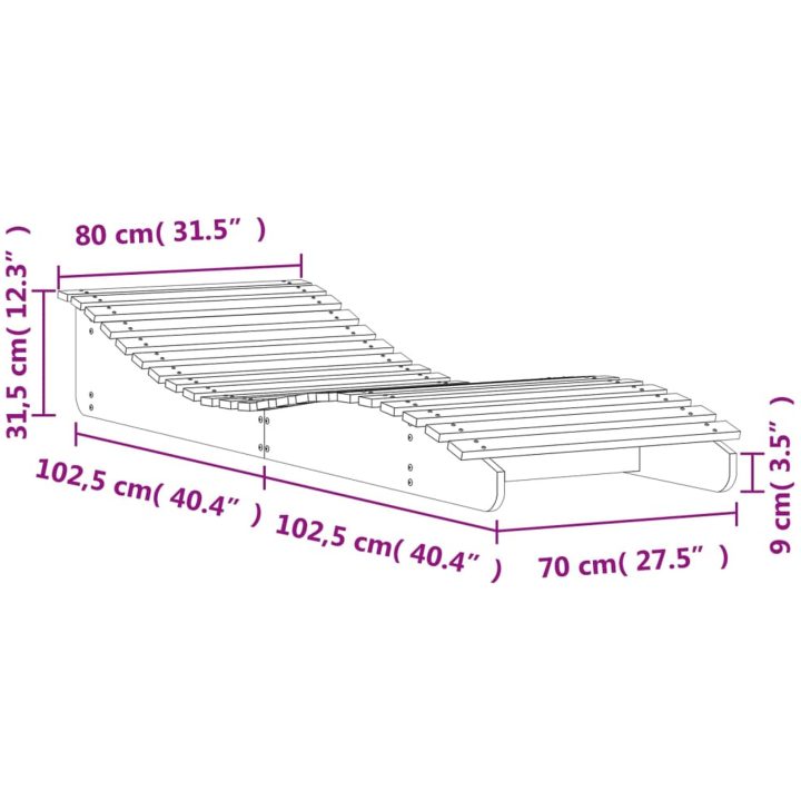 Solsäng vaxbrun massiv furu vidaXL 205 x 80 x 31.5 cm – bild 9