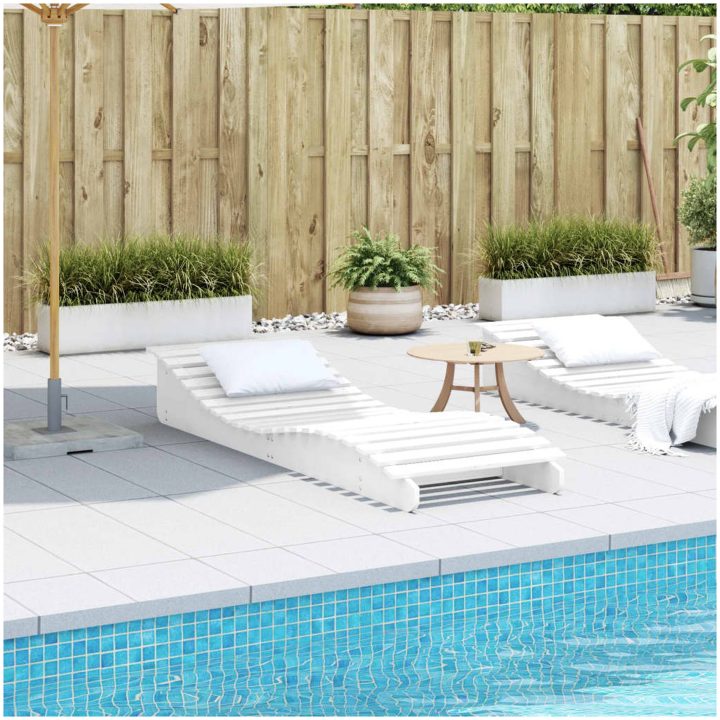 Solsäng vit massiv furu vidaXL 205 x 60 x 31.5 cm – bild 3