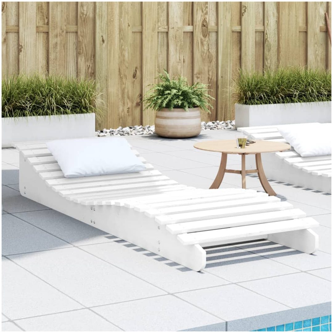 Solsäng vit massiv furu vidaXL 205 x 60 x 31.5 cm