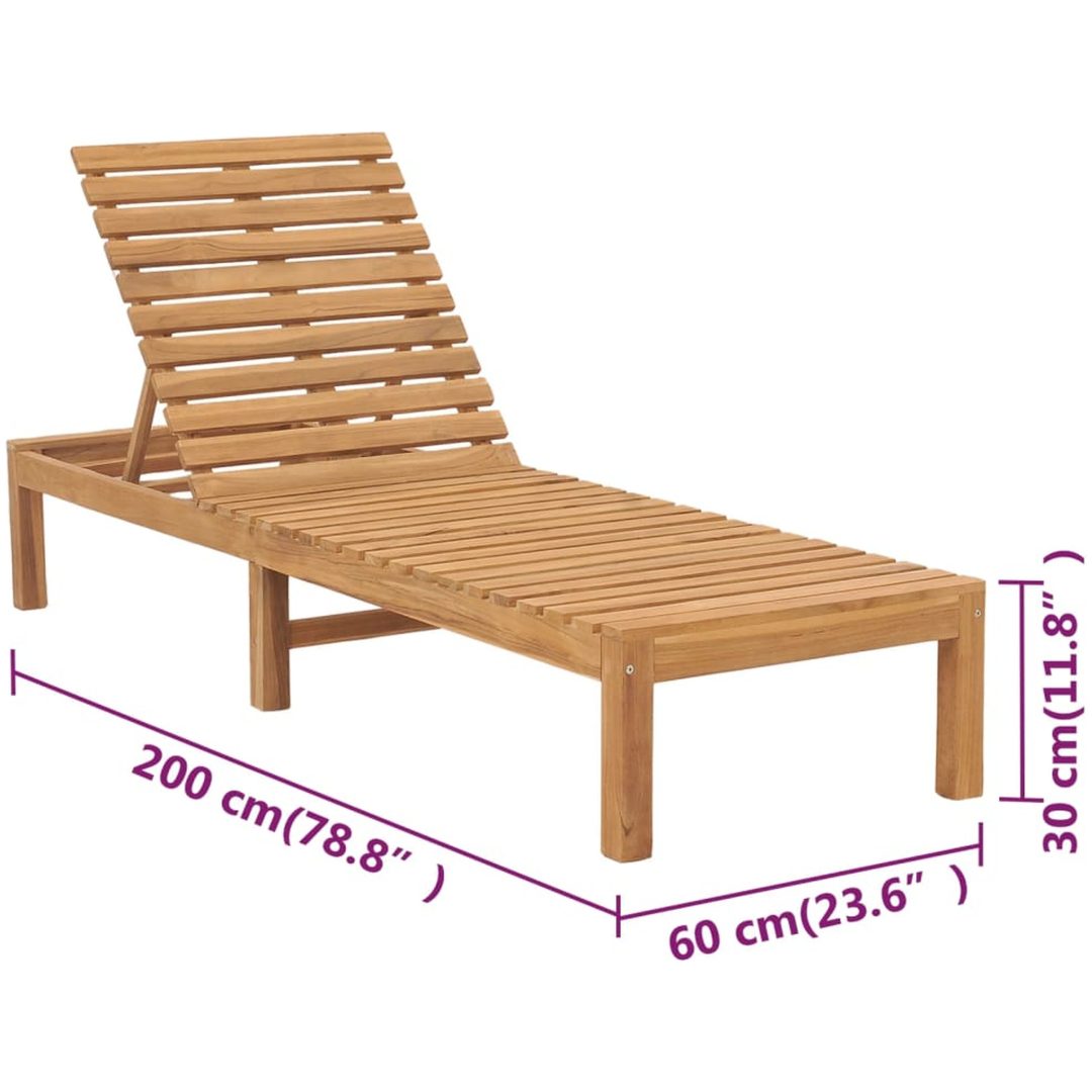 Solsängar 2 st massiv teak vidaXL – bild 8