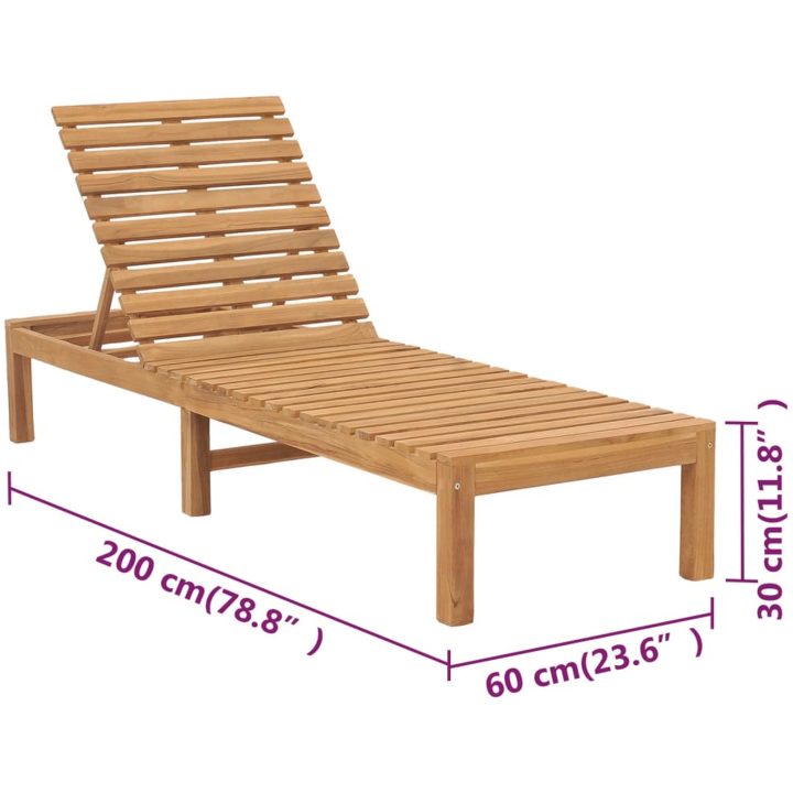 Solsängar 2 st massiv teak vidaXL – bild 8