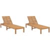 Solsängar 2 st massiv teak vidaXL – miniatyr 1