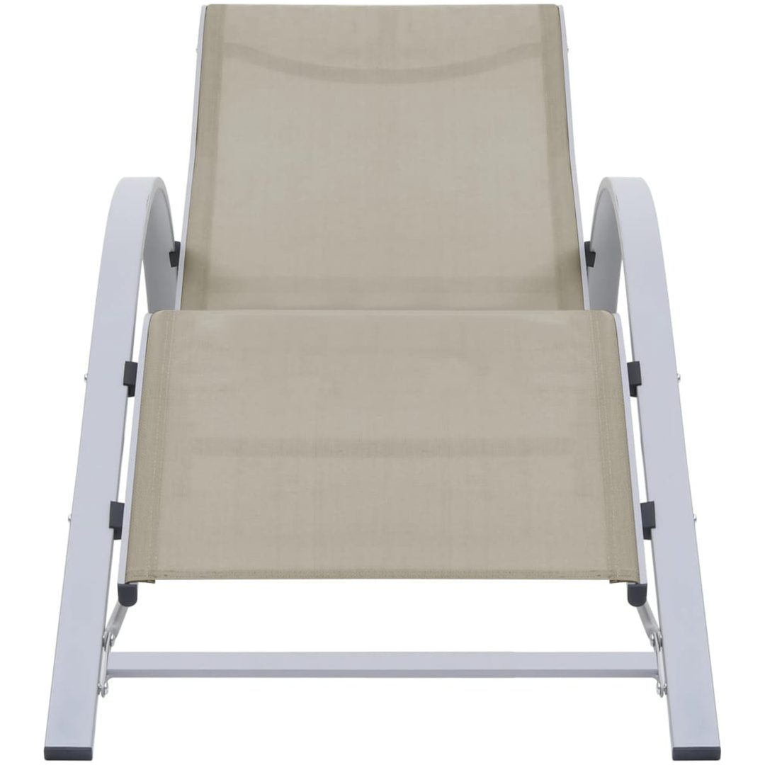 Solsängar 2 st med bord aluminium gräddvit vidaXL – bild 4