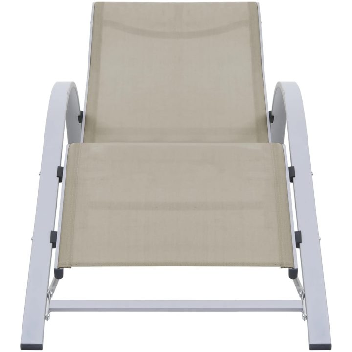 Solsängar 2 st med bord aluminium gräddvit vidaXL – bild 4
