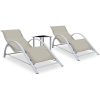 Solsängar 2 st med bord aluminium gräddvit vidaXL – miniatyr 1
