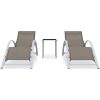 Solsängar 2 st med bord aluminium taupe vidaXL – miniatyr 2