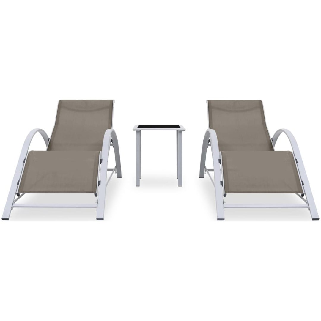 Solsängar 2 st med bord aluminium taupe vidaXL – bild 2