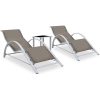 Solsängar 2 st med bord aluminium taupe vidaXL – miniatyr 1