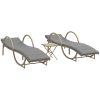 Solsängar 2 st med bord beige konstrotting vidaXL – miniatyr 2