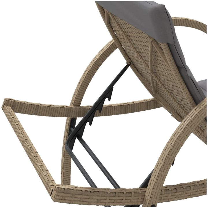 Solsängar 2 st med bord beige konstrotting vidaXL – bild 11