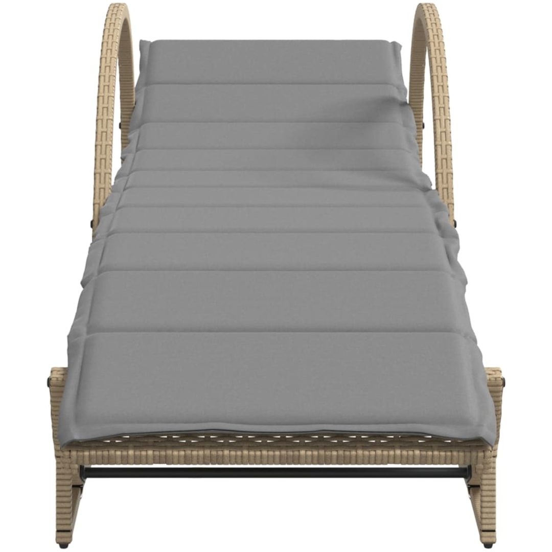 Solsängar 2 st med bord beige konstrotting vidaXL – bild 5