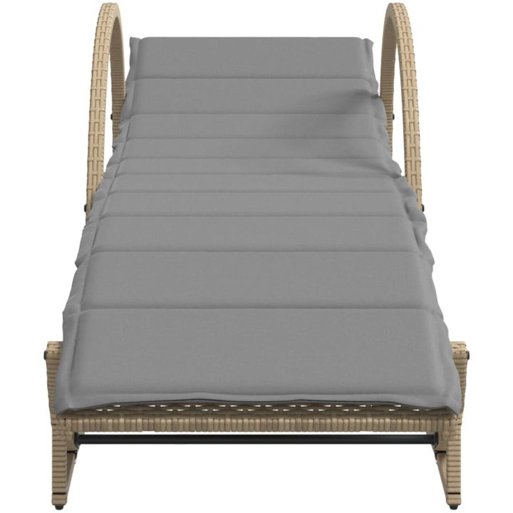 Solsängar 2 st med bord beige konstrotting vidaXL – bild 5
