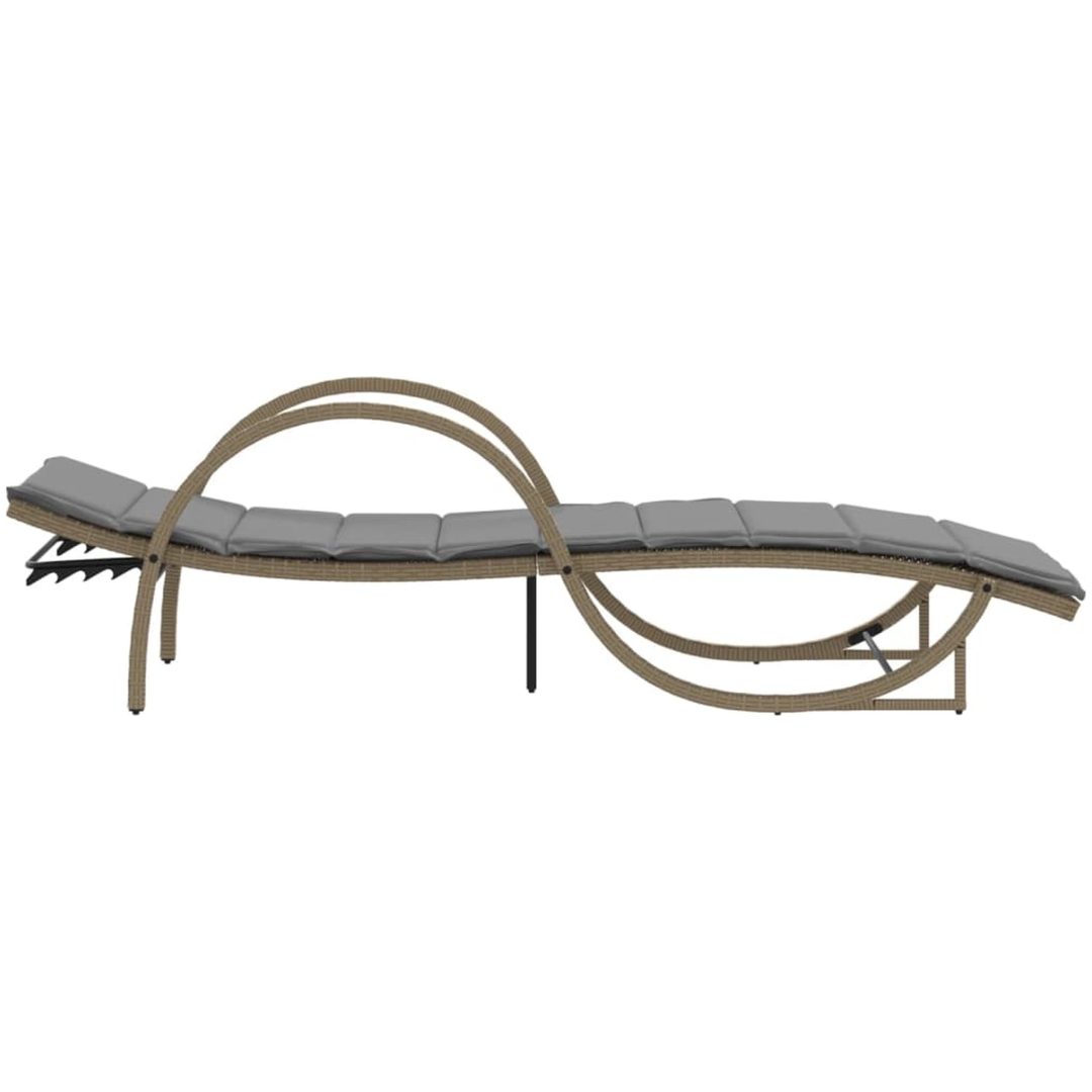 Solsängar 2 st med bord beige konstrotting vidaXL – bild 6