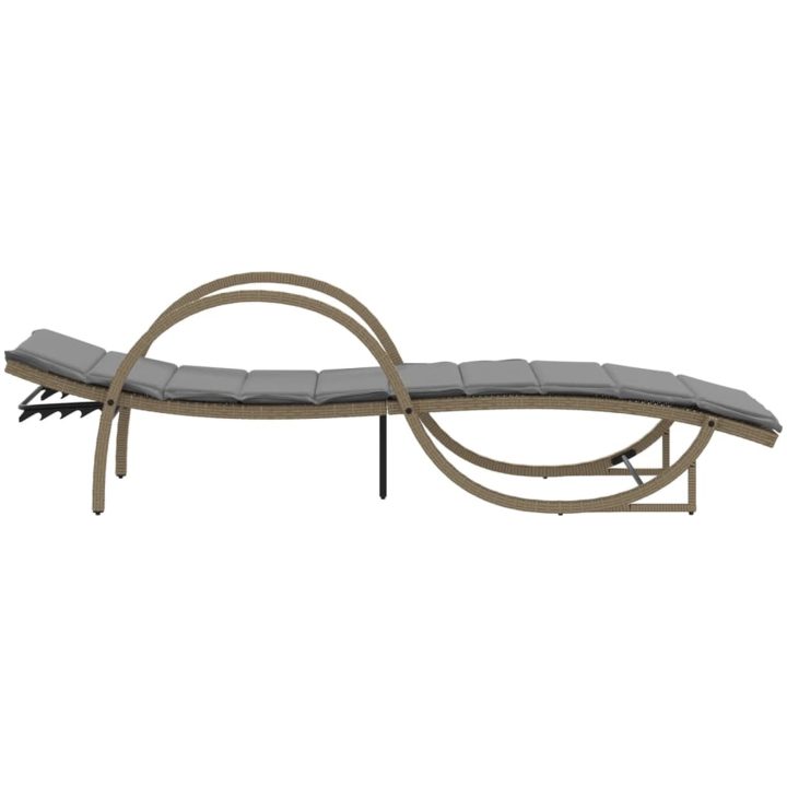 Solsängar 2 st med bord beige konstrotting vidaXL – bild 6