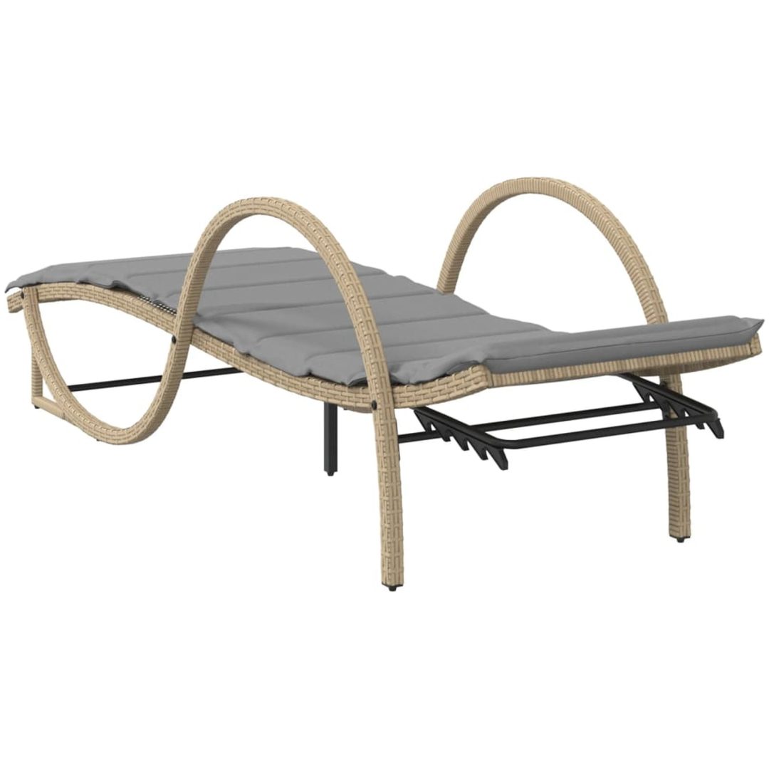Solsängar 2 st med bord beige konstrotting vidaXL – bild 7