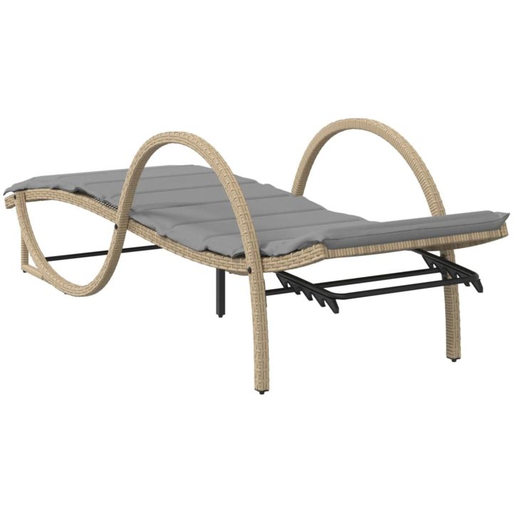 Solsängar 2 st med bord beige konstrotting vidaXL – bild 7