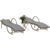 Solsängar 2 st med bord beige konstrotting vidaXL – miniatyr 1