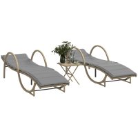 Solsängar 2 st med bord beige konstrotting vidaXL