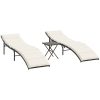 Solsängar 2 st med bord brun konstrotting vidaXL – miniatyr 2