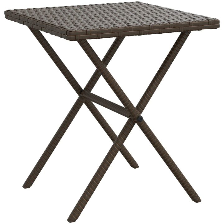 Solsängar 2 st med bord brun konstrotting vidaXL – bild 6