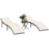 Solsängar 2 st med bord brun konstrotting vidaXL – miniatyr 1