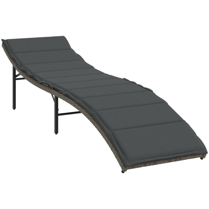 Solsängar 2 st med bord grå konstrotting vidaXL – bild 4