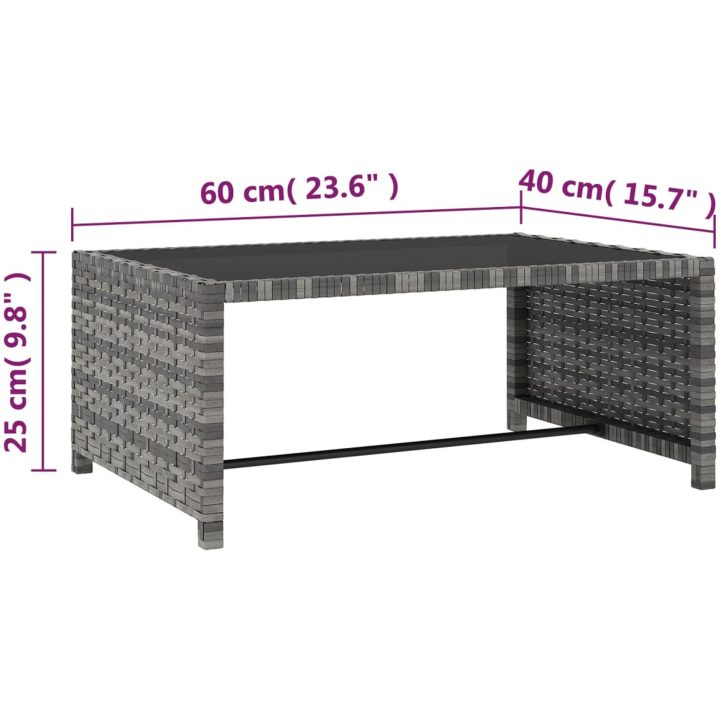 Solsängar 2 st med bord konstrotting grå vidaXL – bild 11