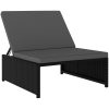 Solsängar 2 st med bord konstrotting svart vidaXL – miniatyr 5
