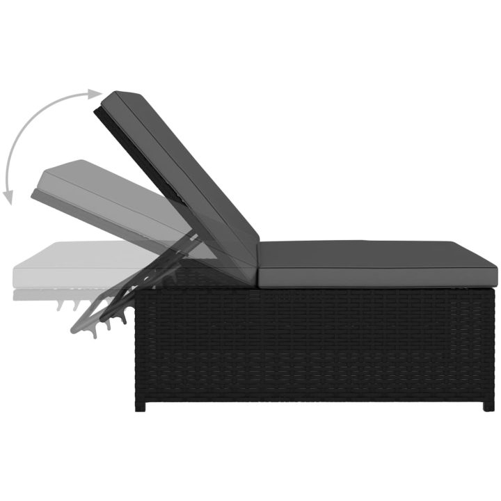 Solsängar 2 st med bord konstrotting svart vidaXL – bild 6
